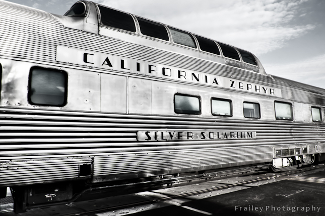 The passenger car of the California Zephyr train stopped in Tempe Arizona.