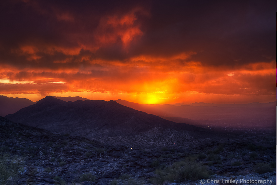 An Arizona sunset over South Mountain.