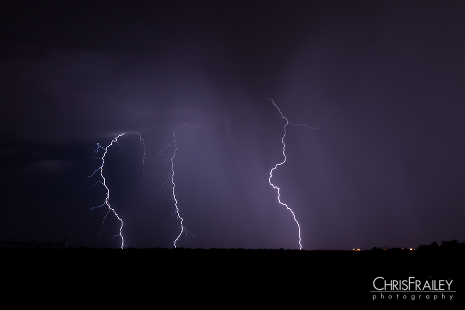 Lightning strikes in the Arizona desert