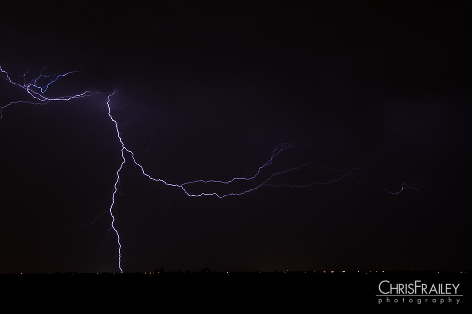 Lightning striking the ground during an Arizona monsoon storm.