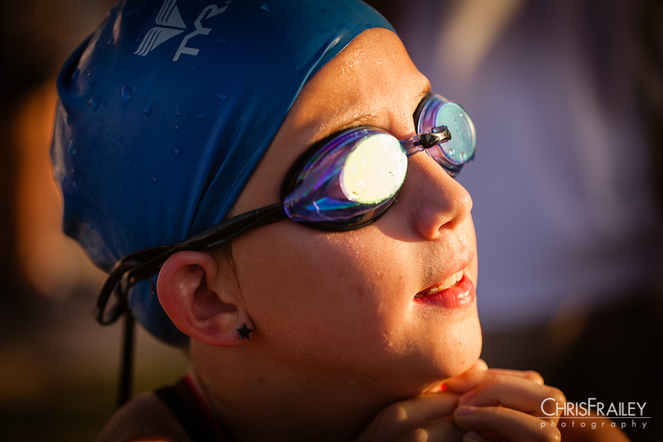 A young swimmer waiting on her race results