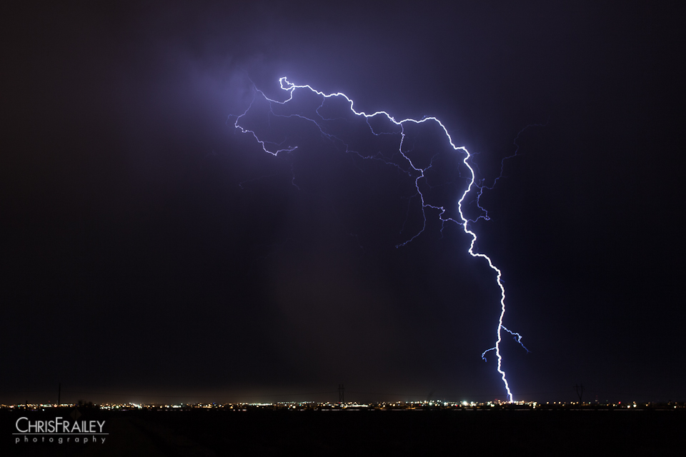 A lightning strike hitting Casa Grande Arizona.