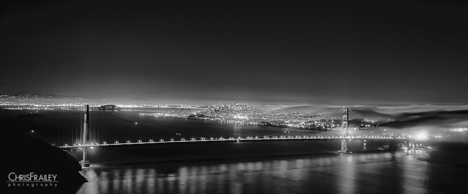 The Golden Gate Bridge at night