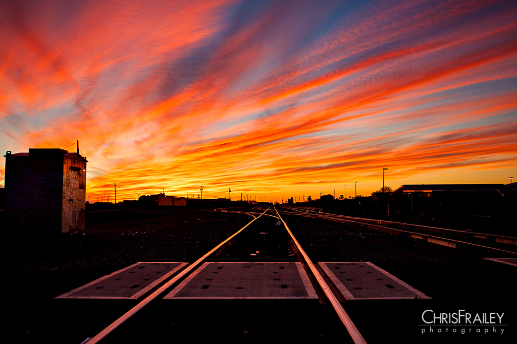 train track sunset