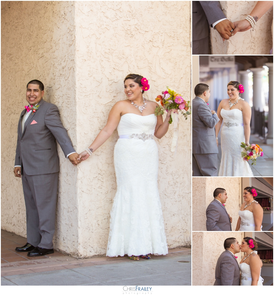 Tre Bella wedding day collage of before they meet, first view and quick kiss