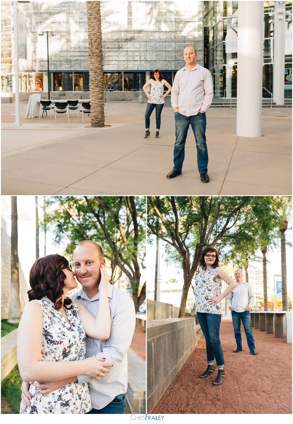 Couple posing for their engagement shoot