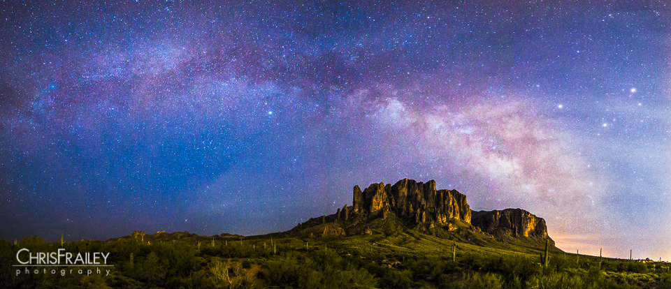 The Milky Way shines over the Superstition Mountains