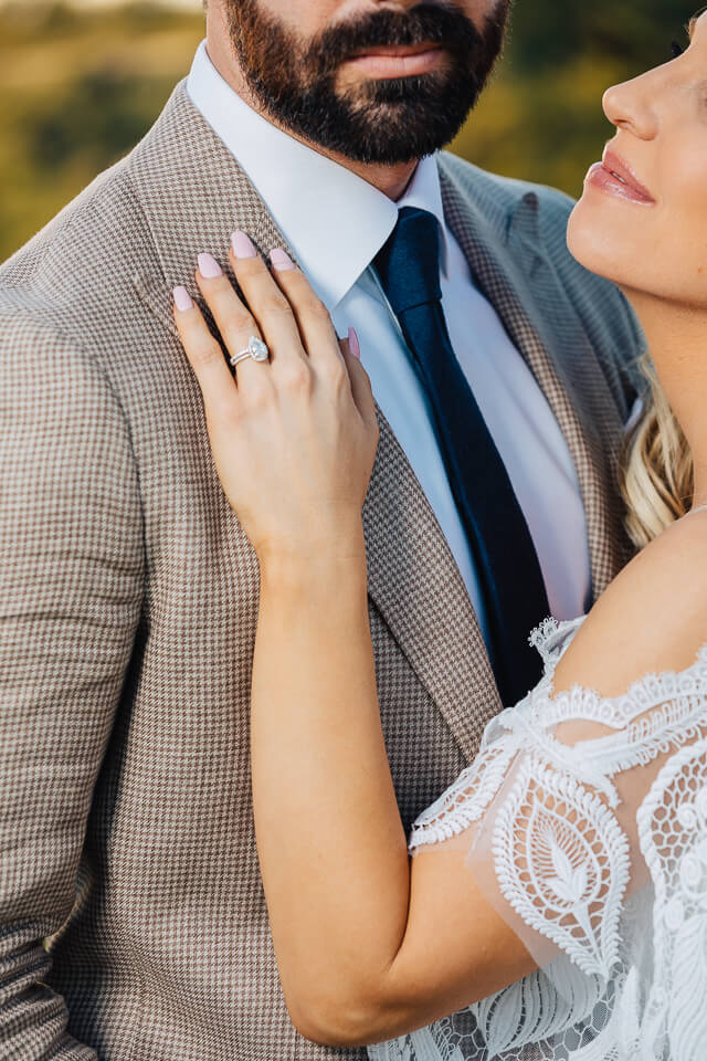 Close up photo of bride's wedding ring.