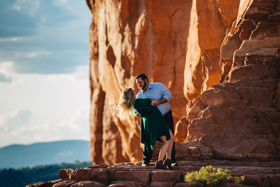 Couple dancing on the edge of Cathedral Rock.